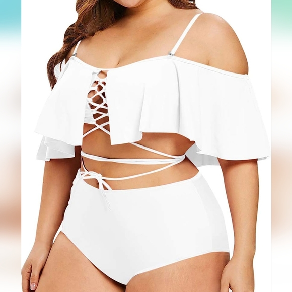 White 2pc Bathing Suit - Picture 3 of 4